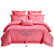 婚庆四件套粉色结婚床品被套被套床盖G床罩四件套床上用品六七件