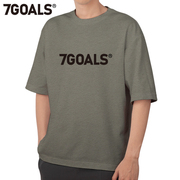 7goals情侣夏季足球文化衫短袖，纯棉舒适宽松男女打底衫纯色运动