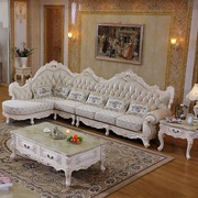 欧式皮沙发组合客厅皮布沙发，转角l型，酒店接待沙发皮配布艺沙发