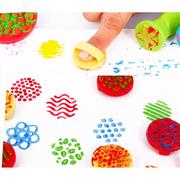 幼儿园早教美术用品儿童橡胶印章手指画印章动物花纹印章 4/8个装