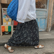 韩国高街时尚复古小众碎花，拖地长裙半身裙23春季