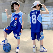 夏季男童速干套装2023韩版男孩篮球服夏装背心球衣儿童运动潮