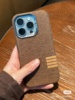 亚麻布纹MagSafe磁吸适用iPhone15promax手机壳15金属镜头框苹果14pro全包防摔保护套13磨砂防指纹12外壳