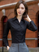 黑色衬衫女职业干练正装气质长袖小众设计感衬衣工服优雅春秋衬衫