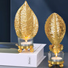 北欧创意金色铁艺树叶蜡烛台欧式奢华家居装饰摆件工艺品桌面