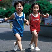 2024夏季儿童套装怀旧复古无袖运动健将背心男女中小童篮球短裤潮