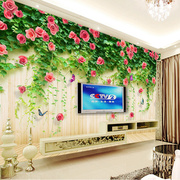 3D大型壁画卧室电视背景墙壁纸蔷薇花卧室装饰沙发客厅墙纸墙