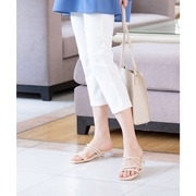 tiaclasse日本製可手洗舒适修身女士裤子米色，深蓝色日系轻奢