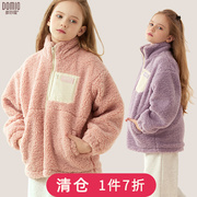 女童羊羔毛外套(毛外套)秋装冬装2024儿童摇粒绒保暖羊羔绒棉服女童装