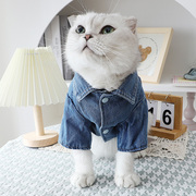 宠物猫咪衣服金渐层幼崽保暖两脚，衣冬季奶猫棉衣，牛仔短袖冬装棉袄
