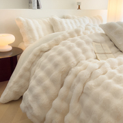 冬季床上四件套兔兔绒珊瑚，绒牛奶绒加绒，加厚双面绒10斤奶油风被套