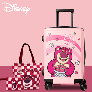 迪士尼草莓熊行李箱女万向轮，20寸卡通24大学生，旅行拉杆箱登机