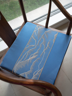 椅垫蓝色四季通用新中式透气防滑靠背红木太师椅古典茶桌坐垫定制