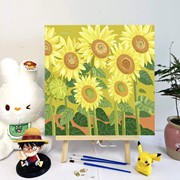 向日葵数字油画DIY花卉太阳花填充涂色手绘简单涂鸦颜料装饰ins画
