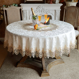 欧式大圆桌布布艺家用台布圆桌，垫圆形茶几盖布桌椅套装蕾丝餐桌布