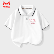 猫人女童短袖t恤夏季2024儿童polo翻领半袖上衣中大童体恤衫