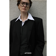 ayuko|高支高密精纺羊毛，|矜贵極简_直角，宽肩西装半裙连衣裙