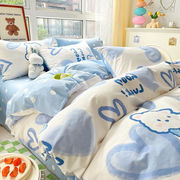 桃薇ins卡通风全棉，床上四件套纯棉床单被套，儿童宿舍床品套件床笠