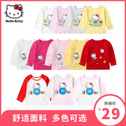 hellokitty童装女童棉圆领长袖，t恤上衣，春秋季可爱打底衫