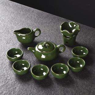 10头冰裂-孔雀绿专色 冰裂陶瓷 功夫茶具套装整套茶壶茶杯茶盘