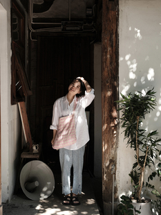 Youngforever粉色格子斜跨单肩包大容量韩国ins布袋夏天气质布包