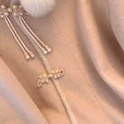 新中式国风呢子大衣女冬季厚盘扣复古小香风，短款粉色毛领毛呢外套