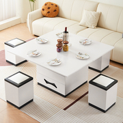 多功能升降茶几变餐桌两用带凳饭桌客厅小户型岩板折叠小茶几