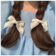 蕾丝蝴蝶结发夹发带发圈麻花辫子适合发量少的头绳发饰蝴贴结发绳