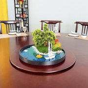 40cm圆桌中间摆件水景海洋，圆形艺术包间植物新中式装饰摆设桌芯