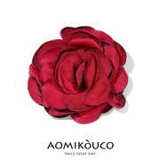 韩国气质布艺烧边玫瑰，花朵胸针气质时尚，简约胸花别针优雅新年配饰
