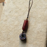 『古韵』印度老红玛瑙管~非洲老贸易珠~包挂手机吊饰