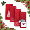 4条装外贸出口圣诞款刺绣毛巾，100%纯棉红色加大加厚全棉洗脸家用