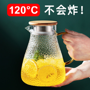 冷水壶玻璃耐高温家用大容量泡茶套装，白开水杯耐热茶壶扎壶凉水壶