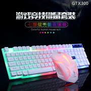 力镁gtx300键鼠套装，有线usb游戏鼠标，键盘网吧发光套件外设