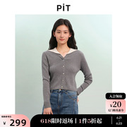PIT长袖翻领女士毛针织衫2025春季新款毛衣百搭复古长袖内搭上衣