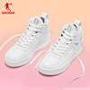 中国乔丹运动鞋女春季品牌空军一号女鞋，鸳鸯白色高帮板鞋