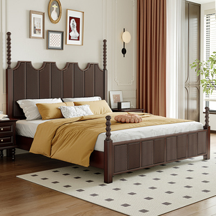 慕艺柏法式实木复古床美式轻奢主卧双人现代简约1.8米小户型大床