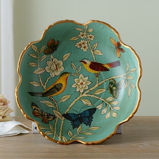 高档美式陶瓷水果盘摆件创意欧式果盘套装客厅茶几摆件家居装饰品