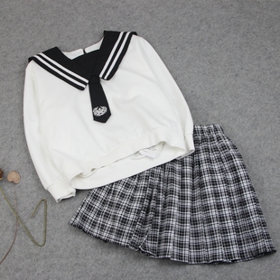 2208学院风短裙套装童装，春款韩版女童卫衣2件套中童