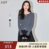 lily2024春时尚气质可拆卸鸵鸟，毛通勤(毛，通勤)修身针织衫打底短外套女