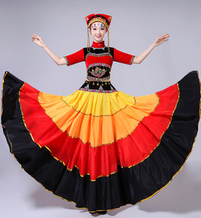 彝族大摆裙彝族舞蹈服火把节大摆裙彝族服装女民族合唱舞蹈服