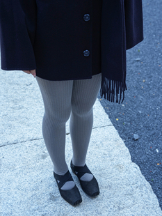 BEEFF女 罗纹编织裤袜 连裤袜打底裤 纯色无骨 秋冬保暖灰色美腿