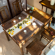 新中式pvc桌垫透明软玻璃茶几桌布防水防油免洗中国风印花餐桌垫