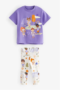 紫色女孩卡通女童套装夏季儿童短袖ｔ恤打底裤两件套宝宝纯棉潮流