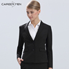 职业门 韩版修身长袖女士小西装 OL商务通勤优雅黑色西服外套