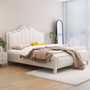 美克美家北欧软包实木床现代简约白色双人床主卧高箱收纳床经济型