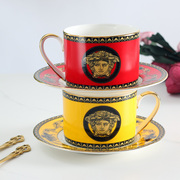 创意欧式骨瓷咖啡杯碟勺，套装高颜值家用陶瓷茶杯精致高档情侣对杯