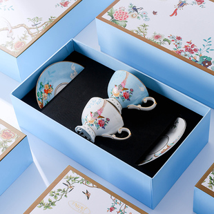 轻奢欧式骨瓷咖啡杯碟，高档精致家用下午茶具，套装陶瓷杯子送礼盒装