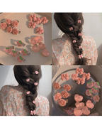 甜美的粉色发夹系列少女蝴蝶结，水蜜桃山茶花桃心边夹发饰头饰发绳