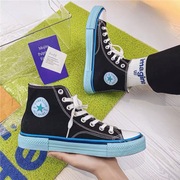 断码自助购物2023秋季青少年韩版冰淇淋奶油蓝帆布鞋
